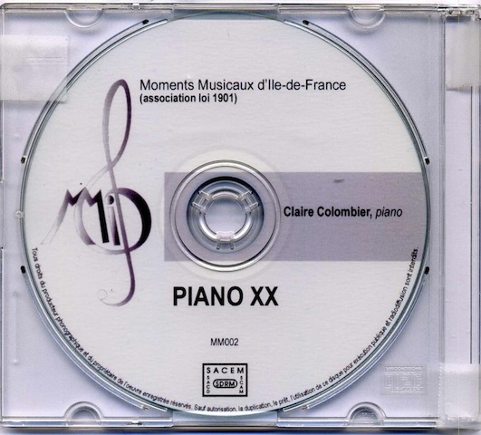 Pochette du disque PIANO XX, 20 Pièces du XXème siècle, Claire Colombier